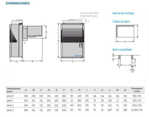 DIMENSIONES equipos frigoríficos compactos congelación R-455-A
